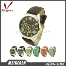 Shenzhen Meigesen waterproof wristwatch leather band custom quartz vogue watch